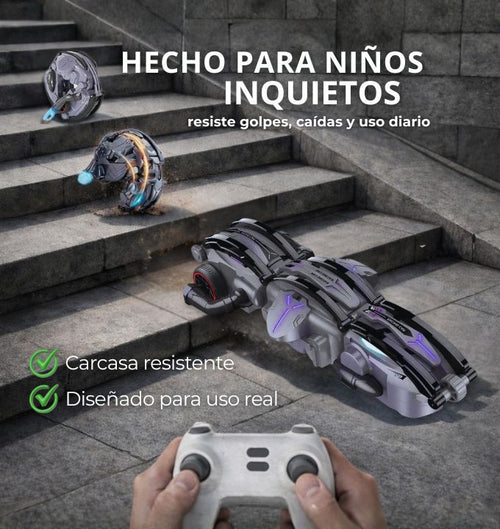 Carro RC Acrobático 360° Transformable – Rolling Stunt para Niños (Giros, Luces y Diversión Real)